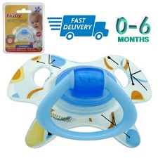 Nuby Silikon Blau GEO Schnuller Ring mit Noppen Neugeborene Babys 0-6 Monate Schnuller
