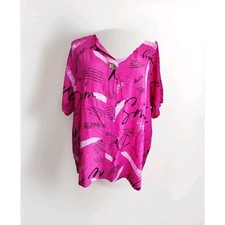 Schicke Bluse Pink Mit Tollen Muster, Oversize, Übergröße, Tunika, Baumwolle 