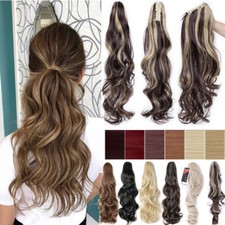 Klammer on Haarteil Zopf Pferdeschwanz Haarverlängerung Echt Braun Mis Extension