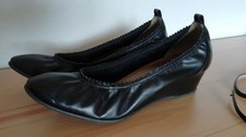 Ballerina Pumps von Gabor, Leder schwarz mit Riemchen Gr. 7 bzw 6 ½ (40)