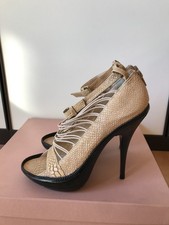 Givenchy Leder high heel Pumps snakeskin Schlangenleder Fesselriemen nude 40