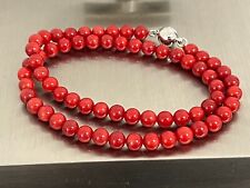 Perlmutt Kugel Collier Kette  rot Länge 48 cm x 6 mm x