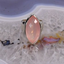 Rosenquarz Ring, 925er Silber, Edelsteinring (23118), Edelsteinschmuck, rosa