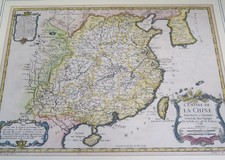 ANTIK 18 Jh ! " L'EMPIRE DE CHINE " Bellin ORIG KUPFERSTICH KARTE Handkoloriert