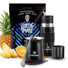 Mate Tee Set Verde Mate MAS IQ Yerba Mate Becher TermoMate 250ml Yerbomos 450 ml