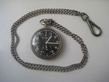 Minerva Militär Taschenuhr / Chronograph II. WK + Uhrenkette aus Sammlung