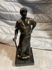 Statue Bronze Berg- o. Hüttenmann Henner o. Frieder Bronze mit Marmorsockel 27cm