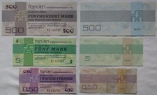3 DDR Banknoten 0,50, 5 und