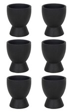 Eierbecher 6er Set Eierhalter Frühstücksei Steingut Schwarz matt Ø 6 x H 8 cm