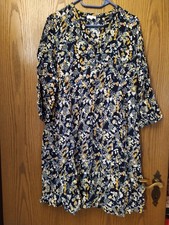 Kleid Damen Gr. 44, blau, gemustert, gebraucht 