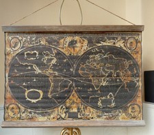 historische Landkarte Rollkarte Wandbild 2 Hemisphären Wanddeko 17.Jahrhundert