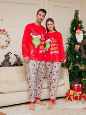 Weihnachten Familie passender Schlafanzug Erwachsene Kinder lustig Grinch Nachtwäsche Pyjama Schlafanzug