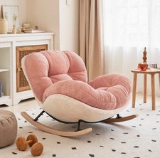 Schaukelstuhl modern Rosa Holzbeine Relaxsessel Wohnzimmer Neu