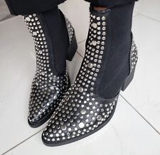 Damen Stiefeletten Spitze Cowboy Boots Nieten Schuhe Western Look