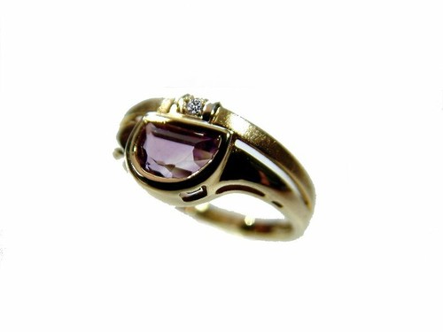 Amethyst ring 333 gold diamant - amethyst,