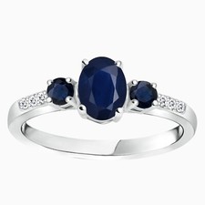 Trio Stein Ring Oval Blau