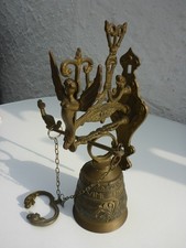 Messing Türglocke m. Engel "MEAM-A OVIME TANGIT" Glocke Messingglocke Vintage