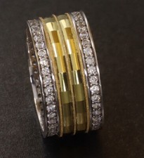 Eheringe aus 925er Silber,mittig Gelb vergoldet Damen-Ringe mit Zirkonia gefasst