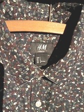 H & M Langarm Hemd Slim Fit Größe L Bunt Gemustert
