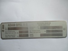 Typenschild Opel Bochum Schild Kadett GT Astra Vectra oldtimer BJ