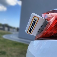 Auto Aufkleber Matchbox Waschmarke Logo Heckscheibe Kofferraum 15x20cm weiss