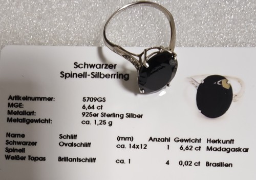 Schwarzer-Spinell-Silberring