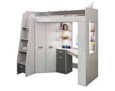 Hochbett mit Schreibtisch und Schrank; Bettgröße 80x200 cm Schlafhöhe 159 cm