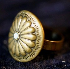 Messing Ring mit kleiner türkiser Perle Indianer Schmuck