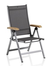 Kettler GRANADA Multipositionssessel silber / anthrazit mit Teakarmlehnen