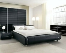 JOOP Polsterbett Leder Bettrahmen 2 Nachtkästen 180 x 200 Platinum fast WIE NEU