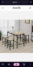Bartisch-Set, Stehtisch mit 4 Stühlen, Bistrotisch, Essgruppe, Küchentisch