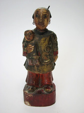 Antike polychrom geschnitzte, Figur aus Holz, 19.Jhr.