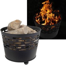 Feuerkorb schwarz Feuertonne Kaminholz Korb Feuerschale 45 cm