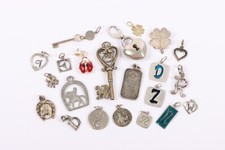 Silver Pendant, Lucky Charm, Letters, Key-Lock,Horse shoe,Clover x22 50.19g
