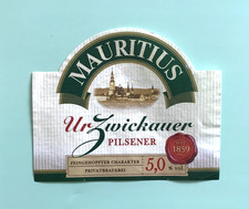 Bieretikett - BierLabel , MAURITIUS Brauerei Pilsener , Zwickau / Sachsen#870#