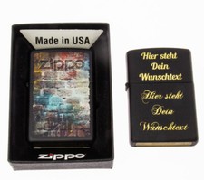 Zippo Feuerzeug Brick Wall matt-schwarz mit persönlicher Gravur Wunschgravur