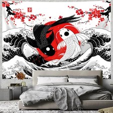 Yin Yang Koi Fisch Tapisserie