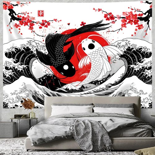 Yin yang koi - yin, tapisserie