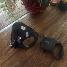 Curli  Brustgeschirr Hund Soft mit passender Flexi Leine schwarz XS 3-5 Kg