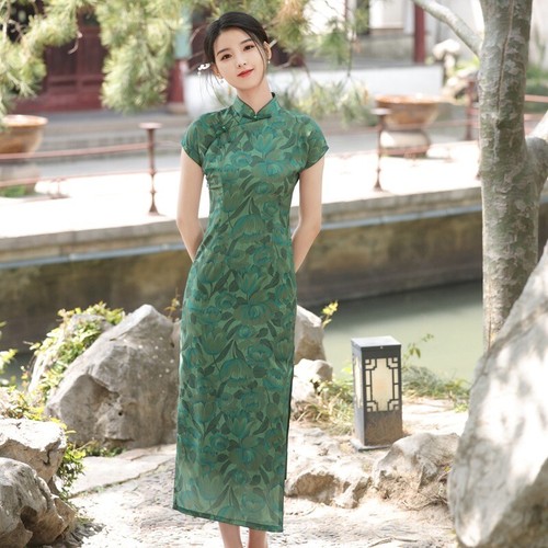 Grüne eleganz satin qipao - eleganz:,