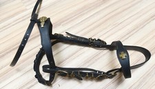 Zügel Zaum Barock Pferd schwarz gold messing Reithalfter