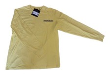 Napapijri Long Shirt Pullover Dünn Herren Gr. L Gelb Longsleeve Großer Aufdruck 