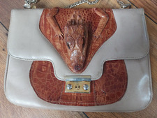 Handtasche Kroko Optik beige Sammlerstück ca. 27 x 20 cm