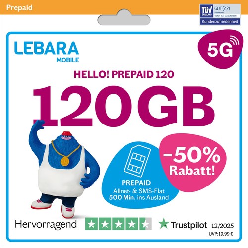 Lebara hello 120 prepaid - 120,