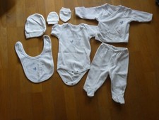 Zipir Neugeborenen Set Gr. 50/56 Latz,Mütze,Handschuhe/Body, Hose/Weste weiß