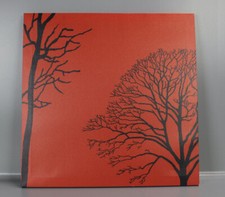 Leinwandbild Baum rot schwarz Grafikdruck 50x50cm Bild Leinwand M5-RB