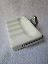 TB Porzellan Zigaretten Wand-Aschenbecher m. Chrom-Wandhalterung zum aufhängen