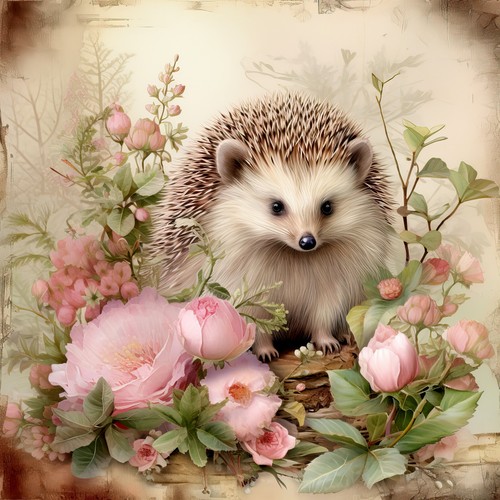 Dekobild vintage igel shabby - dekobild,