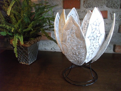 Lampe perlmutt metall - lampe,
