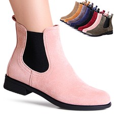Damenschuhe Velours Stiefeletten Chelsea Boots Booties Ankle Boots Stiefel 